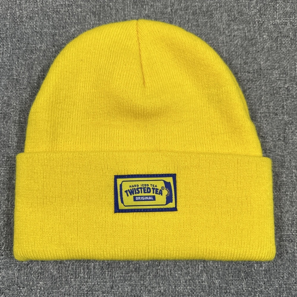 Twisted Tea Original Yellow Knit Beanie Hat‎ Cuffed One Size Winter Cap
